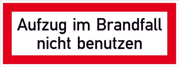 SafetyMarking 38.2630 Hinweisschild Aufzug im Brandfall nicht benutzen Folie selbstklebend (B x H) 297 mm x 105 mm 1 St.