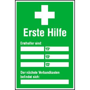 Aushang Erste Hilfe Ersthelfer Verzeichnis Folie Selbstklebend B X H 0 Mm X 300 Mm 1 St Kaufen