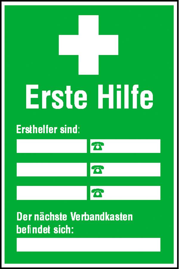 SafetyMarking 43.0092 Aushang Erste Hilfe Ersthelfer Verzeichnis Kunststoff (B x H) 200 mm x 300 mm    1 St.