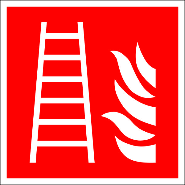 Brandschutzschild, Folie, nachleuchtend, Feuerleiter, Größe: 15,0 x 15,0 cm DIN EN ISO 7010, F003 ASR A1.3 F003