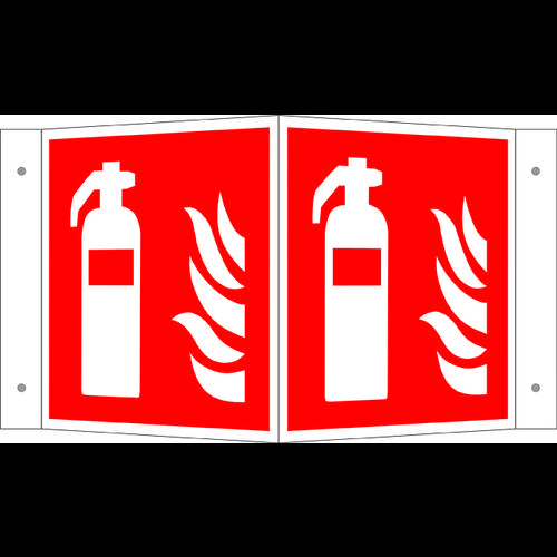 Brandschutzschild, nachleucht., Winkelschild, Feuerlöscher, Maß: 45 x 20 x 20 cm DIN EN ISO 7010 F001 ASR A1.3 F001