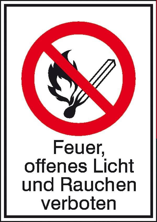 Verbotsschild Feuer, Offenes Licht Und Rauchen Verboten Aluminium (B X ...