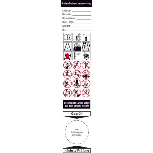 SafetyMarking 30.C5105 Grundplakette Für Leitern Weiß Folie selbstklebend (L x B) 200 mm x 40 mm 4 St.