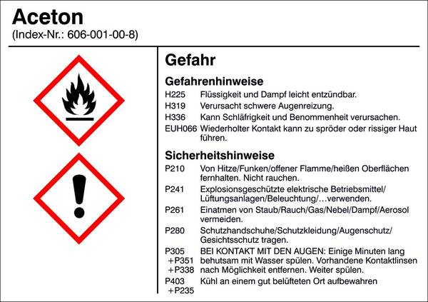 SafetyMarking 21.B1200.01 Gefahrstoffetikett G001 Aceton Folie selbstklebend (B x H) 105 mm x 74 mm    1 St.
