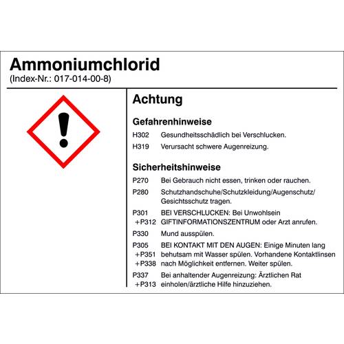 SafetyMarking 21.B1200.03 Gefahrstoffetikett G003 Ammoniumchlorid Folie selbstklebend (B x H) 105 mm x 74 mm 1 St.