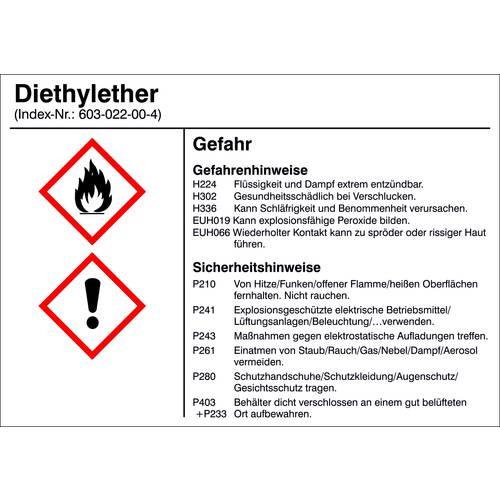 SafetyMarking 21.B1200.07 Gefahrstoffetikett G007 Diethylether Folie selbstklebend (B x H) 105 mm x 74 mm 1 St.