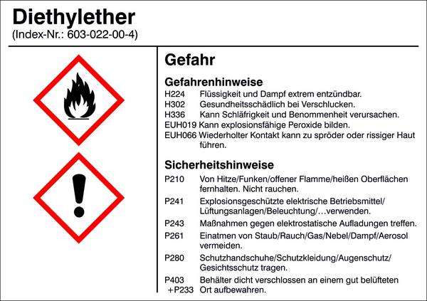 SafetyMarking 21.B1200.07 Gefahrstoffetikett G007 Diethylether Folie selbstklebend (B x H) 105 mm x 74 mm    1 St.