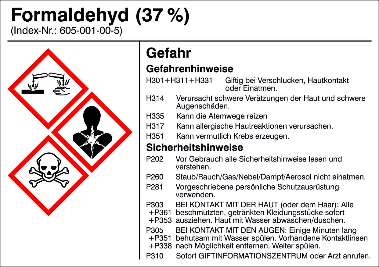 Gefahrstoffetikett G010 Formaldehyd Folie Selbstklebend (B X H) 105 Mm ...