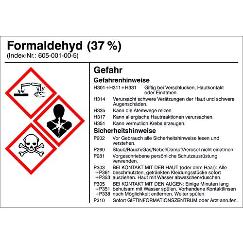 SafetyMarking 21.B1200.10 Gefahrstoffetikett G010 Formaldehyd Folie selbstklebend (B x H) 105 mm x 74 mm 1 St.