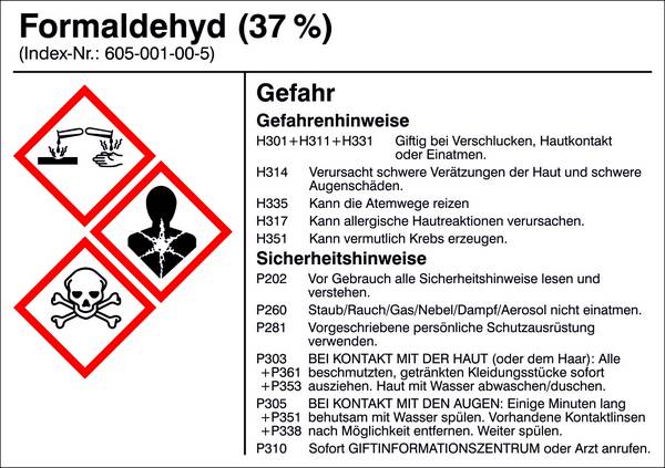 SafetyMarking 21.B1200.10 Gefahrstoffetikett G010 Formaldehyd Folie selbstklebend (B x H) 105 mm x 74 mm    1 St.