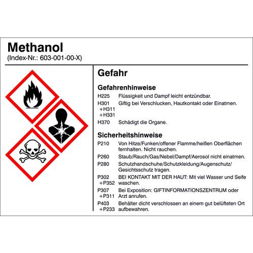 Thumbnail - SafetyMarking 21.B1200.13 Gefahrstoffetikett G013 Methanol Folie selbstklebend (B x H) 105 mm x 74 mm 1 St.