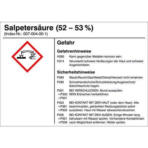 SafetyMarking 21.B1200.17 Gefahrstoffetikett G017 Salpetersäure (52-53%) Folie selbstklebend (B x H) 105 mm x 74 mm 1 St...