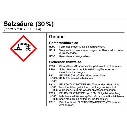 SafetyMarking 21.B1200.18 Gefahrstoffetikett G018 Salzsäure (30%) Folie selbstklebend (B x H) 105 mm x 74 mm 1 St.