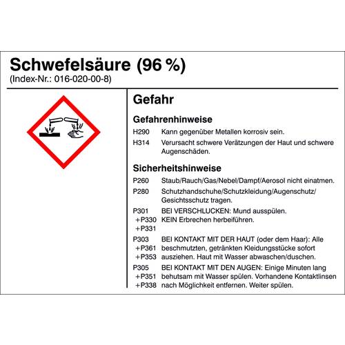 SafetyMarking 21.B1200.19 Gefahrstoffetikett G019 Schwefelsäure (96%) Folie selbstklebend (B x H) 105 mm x 74 mm 1 St.