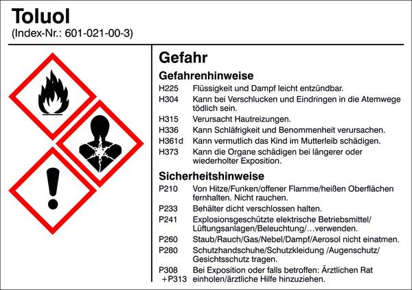 SafetyMarking 21.B1200.20 Gefahrstoffetikett G020 Toluol Folie selbstklebend (B x H) 105 mm x 74 mm    1 St.