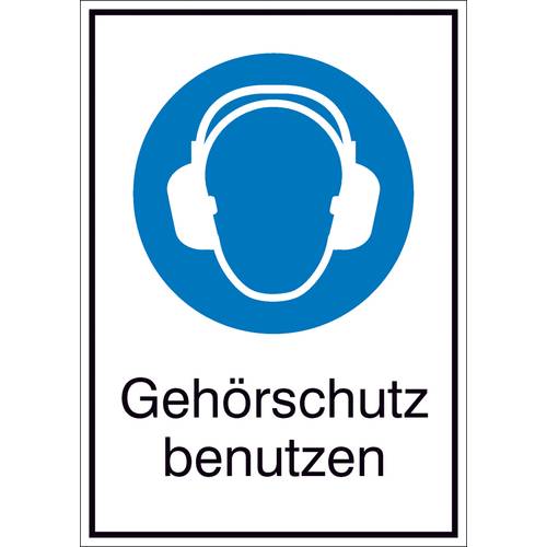 Thumbnail - Gebotsschild Gehörschutz benutzen Folie selbstklebend (B x H) 131 mm x 185 mm ISO 7010 1 St.