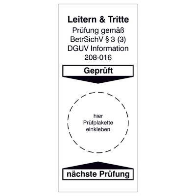 SafetyMarking 30.C5101 Grundplakette Geprüft gem. BetrSichV §3 (3), DGUV Information 208-016 Weiß Folie selbstklebend (Ø