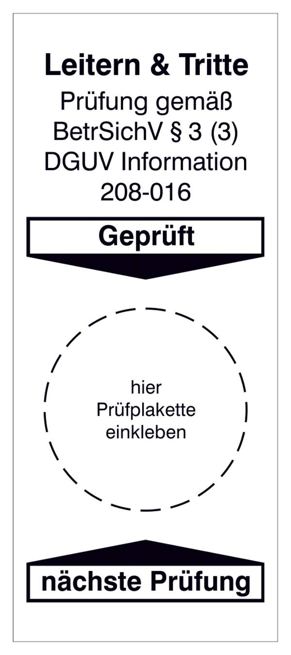 SafetyMarking 30.C5101 Grundplakette Geprüft gem. BetrSichV §3 (3), DGUV Information 208-016 Weiß Folie selbstklebend (Ø) 30 mm 30 mm 4 St.