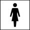 Symbol für eine Frauentoilette, zeigt eine stilisierte weibliche Figur in einem Kleid.