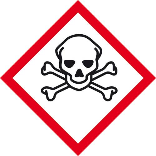 Thumbnail - SafetyMarking 31.B1034 GHS-Gefahrenpiktogramm 06 Totenkopf Folie selbstklebend (B x H) 26 mm x 26 mm 500 St.