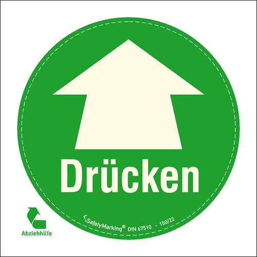 Türschild Drücken Folie selbstklebend (Ø) 100 mm 100 mm DIN 67510-4 1 St.