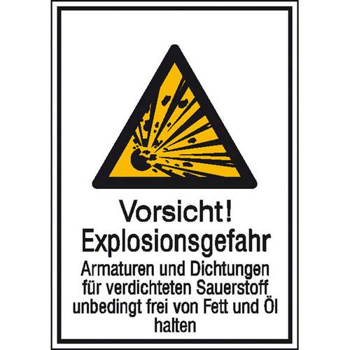 Thumbnail - Warn-Kombischild Vorsicht! Explosionsgefahr Folie selbstklebend (B x H) 131 mm x 185 mm ISO 7010 1 St.