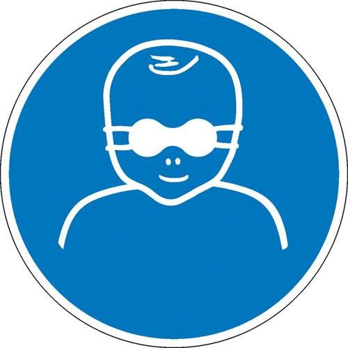 Thumbnail - Gebotsschild Kleinkinder durch weitgehend lichtundurchlässige Augenabschirmung schützen Folie selbstklebend (Ø) 100 mm I...