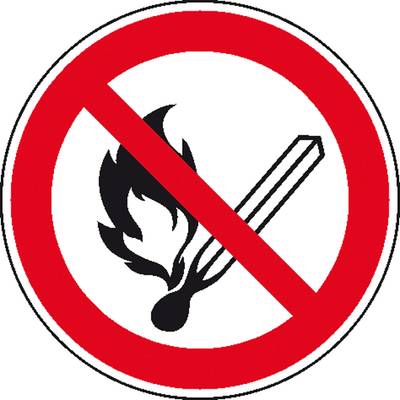 Verbotsschild Keine offene Flamme, Feuer, offene Zündquelle und Rauchen verboten Folie selbstklebend (Ø) 100 mm ISO 7010