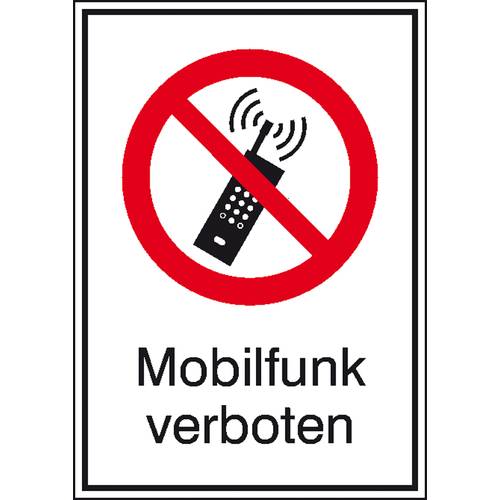 Thumbnail - Verbotsschild Mobilfunk verboten Folie selbstklebend (B x H) 131 mm x 185 mm ISO 7010 1 St.