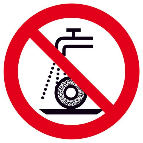 Thumbnail - Verbotsschild Nicht zulässig für Nassschleifen Folie selbstklebend (Ø) 100 mm ISO 7010 1 St.