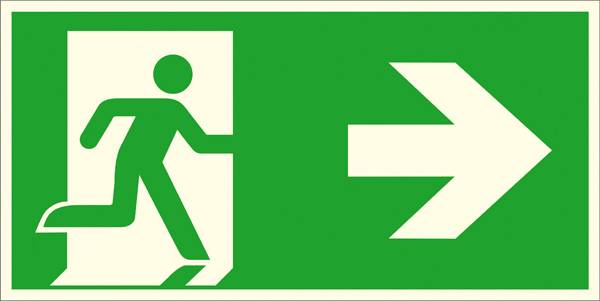 Fluchtwegschild Folie Notausgang rechts SafetyMarking 38.A1060 (B x H) 300 mm x 150 mm ISO 7010 1 St.
