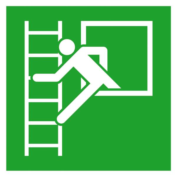 Fluchtwegschild Folie Notausstieg mit Fluchtleiter links SafetyMarking 38.3020 (B x H) 200 mm x 200 mm ISO 7010 1 St.