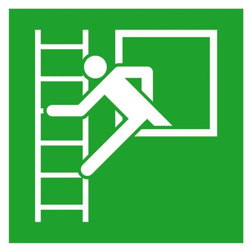 Thumbnail - Fluchtwegschild Folie Notausstieg mit Fluchtleiter links SafetyMarking 38.3020 (B x H) 200 mm x 200 mm ISO 7010 1 St.