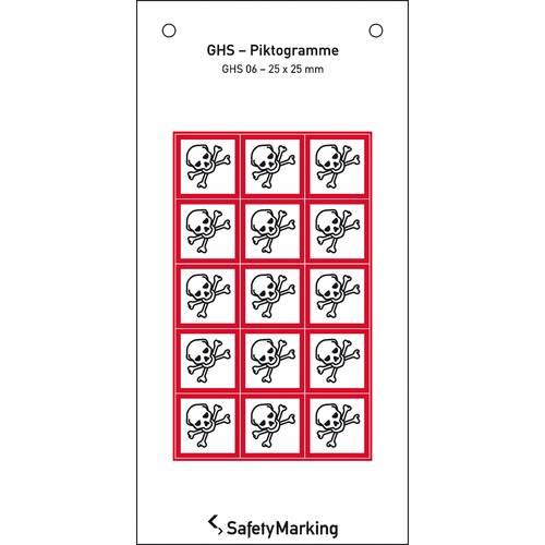 SafetyMarking 30.B1032 GHS-Gefahrenpiktogramm 06 Totenkopf Folie selbstklebend (B x H) 25 mm x 25 mm 15 St.