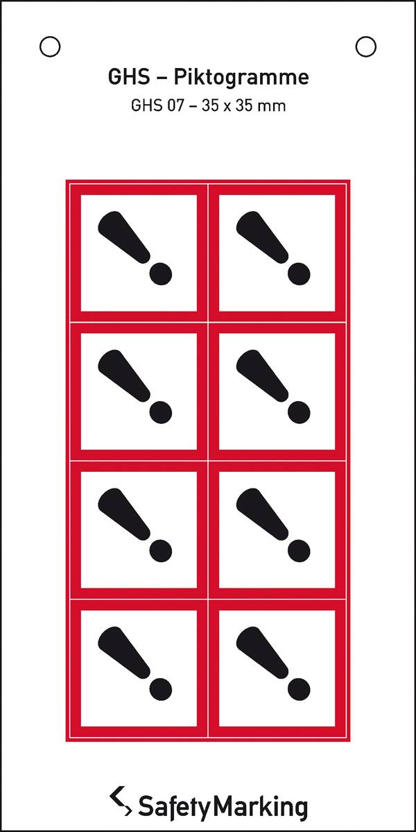 SafetyMarking 30.B1037 GHS-Gefahrenpiktogramm 07 Ausrufezeichen, Hygiene und Abstand Folie selbstklebend (B x H) 35 mm x 35 mm    8 St.