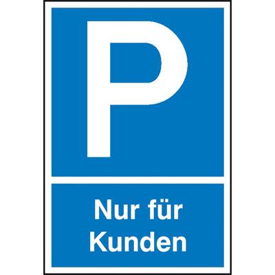 Parkplatzschild mit großem 'P' und darunter Text 'Nur für Kunden'.