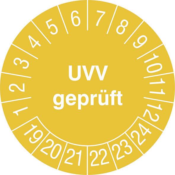 Prüfplaketten Geprüft nach UVV 15 Stück Gelb Ø 30mm