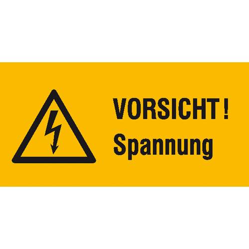 Thumbnail - Warn-Kombischild Achtung Folie selbstklebend (B x H) 52 mm x 26 mm ISO 7010 9 St.
