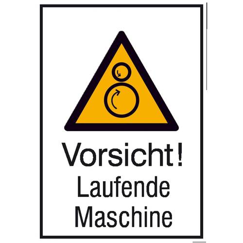 Warn-Kombischild Vorsicht! Laufende Maschine Folie selbstklebend (B x H) 131 mm x 185 mm ISO 7010 1 St.