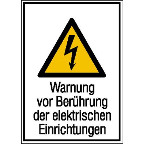 Warn-Kombischild Achtung Folie selbstklebend (B x H) 131 mm x 185 mm ISO 7010 1 St.