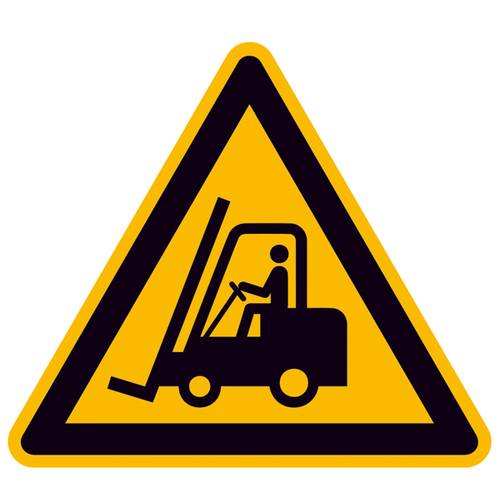 Warnschild,Folie,Warnung vor Flurförderzeugen,Größe: 10,0 cm DIN EN ISO 7010 W014 ASR A1.3 W014