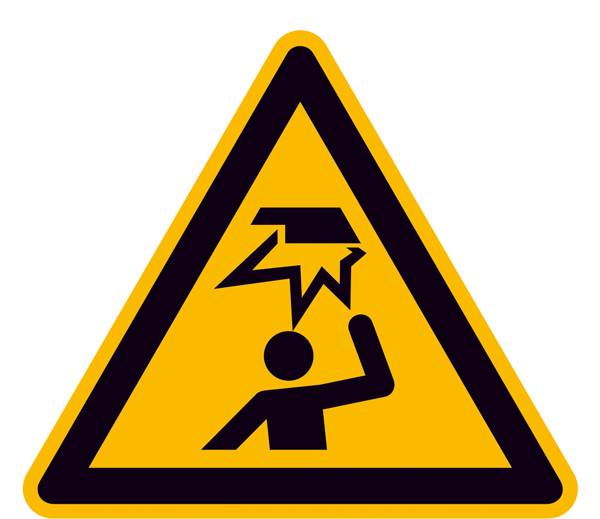Warnschild,Folie,Warnung vor Hindern. im Kopfbereich,10,0 cm DIN EN ISO 7010 W020