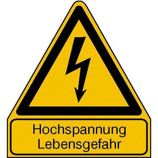 Warn-Kombischild Achtung Hochspannung Lebensgefahr Folie Selbstklebend ...