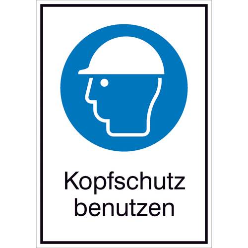 Thumbnail - Gebotsschild Kopfschutz benutzen Folie selbstklebend (B x H) 131 mm x 185 mm ISO 7010 1 St.