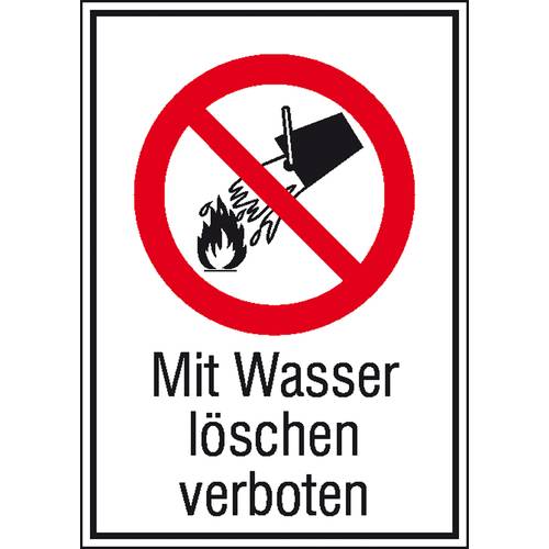 Thumbnail - Verbotsschild Mit Wasser löschen verboten Folie selbstklebend (B x H) 131 mm x 185 mm ISO 7010 1 St.