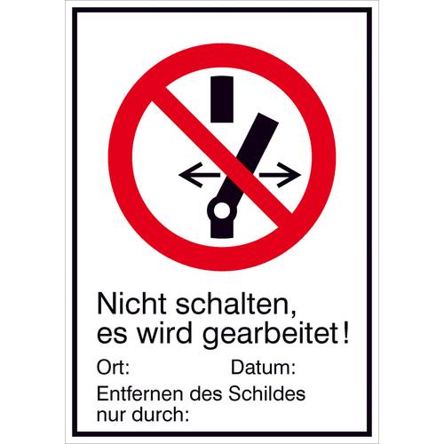 Thumbnail - Verbotsschild Nicht schalten es wird gearbeitet Folie magnetisiert (B x H) 131 mm x 185 mm ISO 7010 1 St.