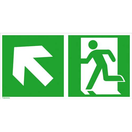 Thumbnail - Fluchtwegschild Folie Notausgang links, Richtungsangabe links aufwärts SafetyMarking 38.3049 (B x H) 400 mm x 200 mm ISO...