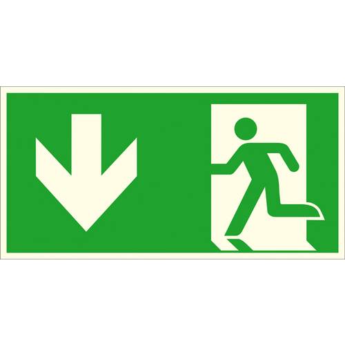 Fluchtwegschild Folie Notausgang links, abwärts SafetyMarking 38.A1015 (B x H) 300 mm x 150 mm ISO 7010 1 St.