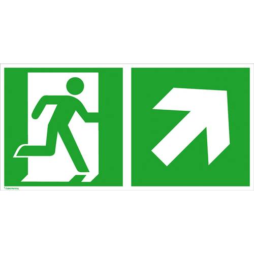 Fluchtwegschild Folie Notausgang rechts, Richtungsangabe rechts aufwärts SafetyMarking 38.3046 (B x H) 300 mm x 150 mm I...