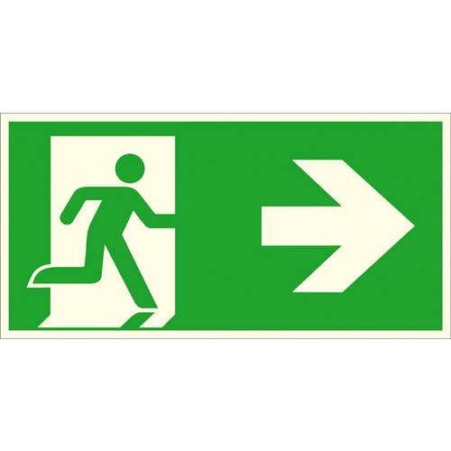 Fluchtwegschild Aluminium Notausgang rechts SafetyMarking 15.A1060 (B x H) 300 mm x 150 mm ISO 7010 1 St.